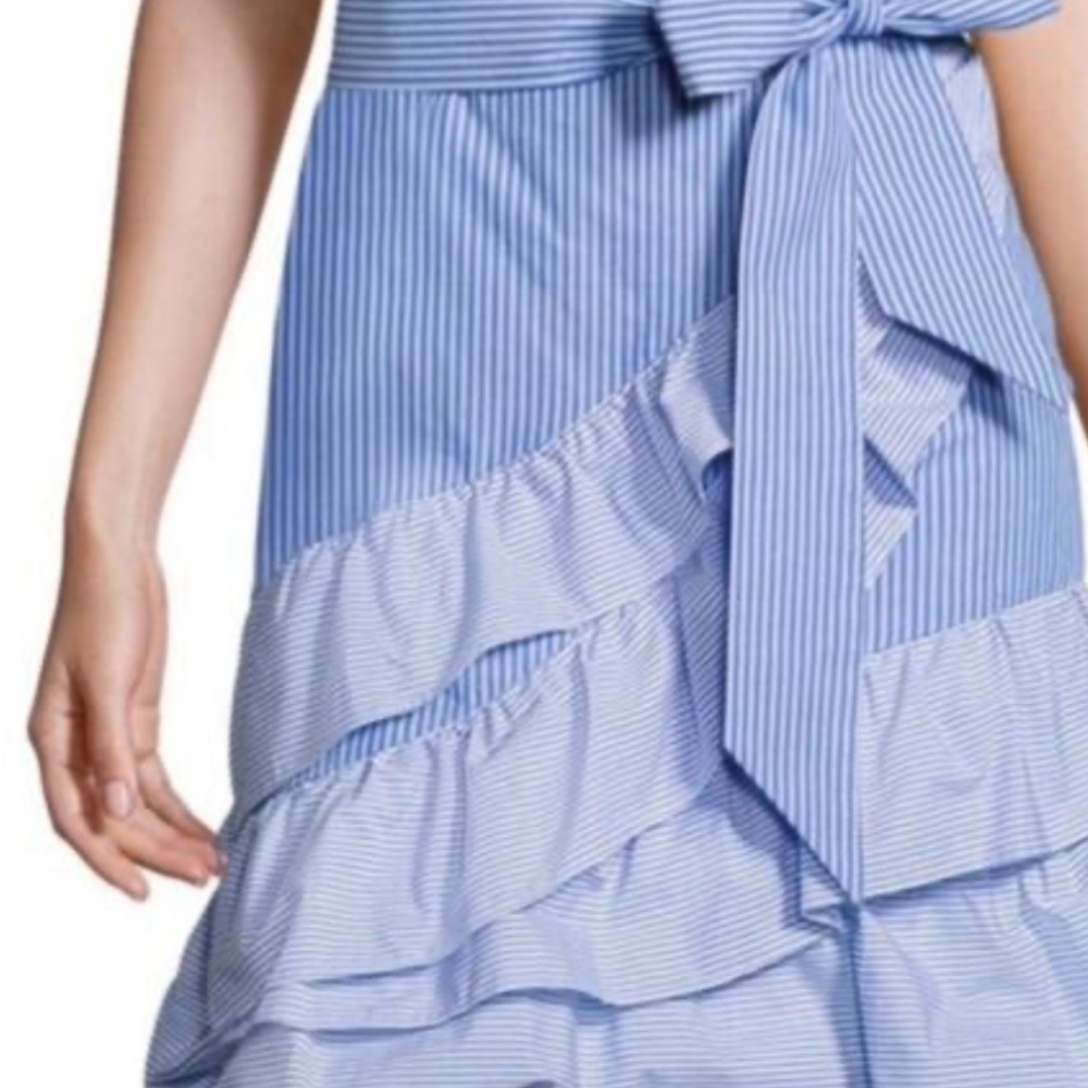 Parker Blue Midi A-Line Skirt with Ruffled Tie Front